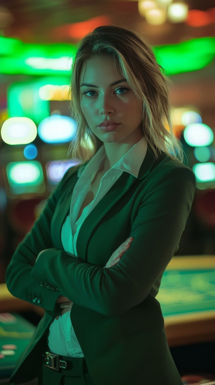 Antarmuka permainan Live Casino dengan kontrol taruhan dan layar dealer
